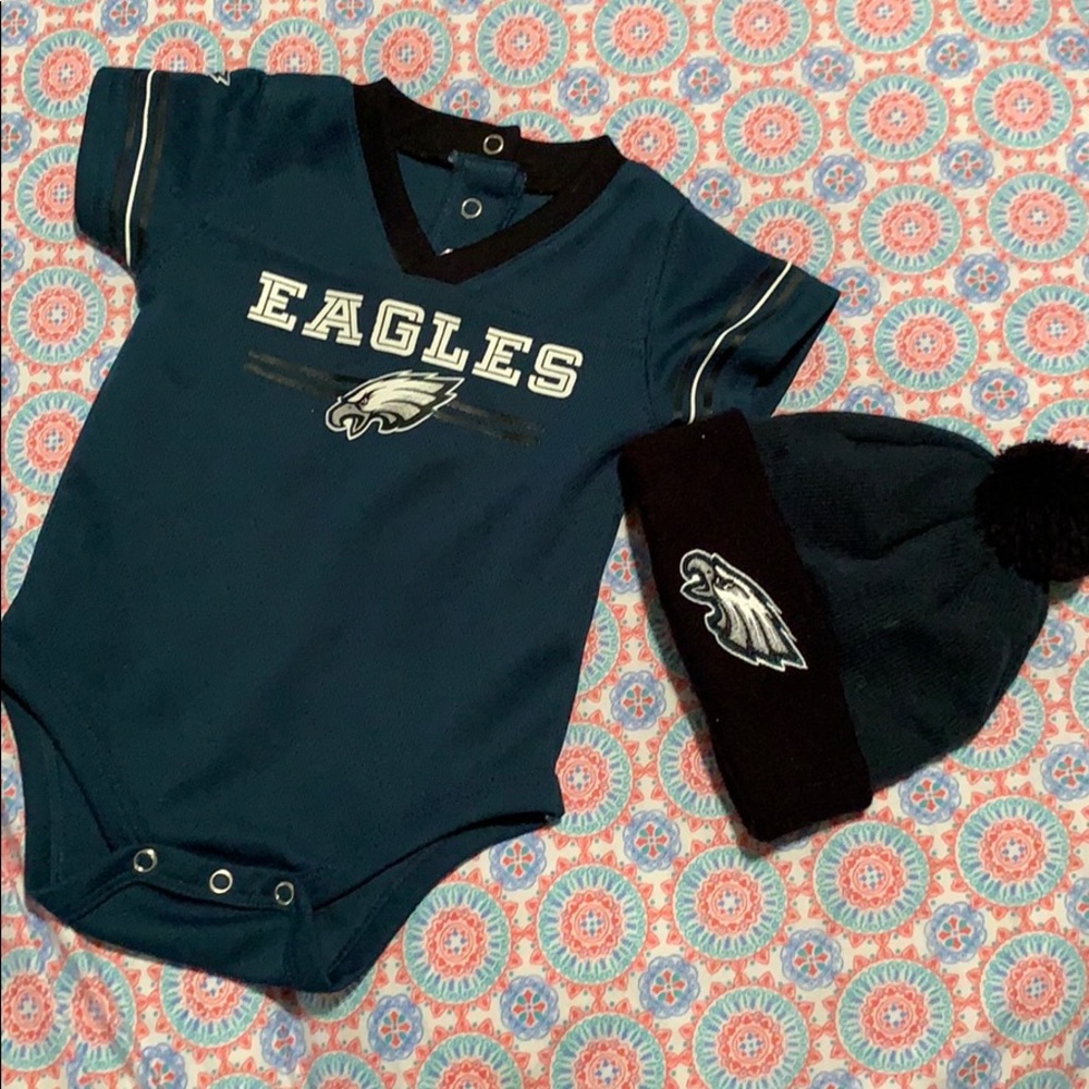 Eagles Jersey onesie and winter hat